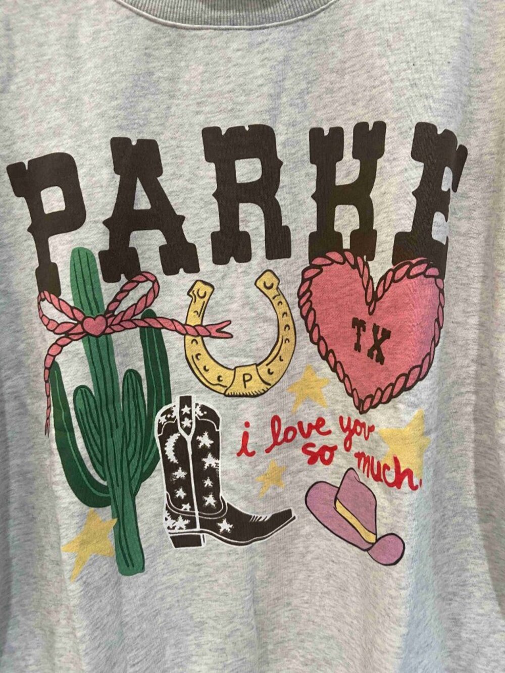 PARKE "I Love You So Much" Western Graphic Mock Neck Pullover Sweatshirt - Picture 3 of 6